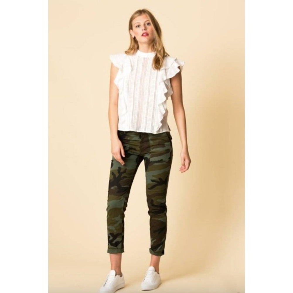 Veronica Beard Sol White Cotton Lace Ruffle Blouse Top | Size S |$295 Designer - Picture 4 of 10